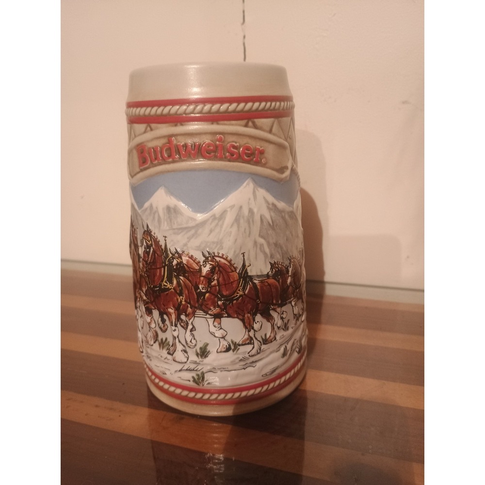 Budweiser Holiday Beer Stein 1985 Vintage - Series A, 6.25 Tall Excellent Cond